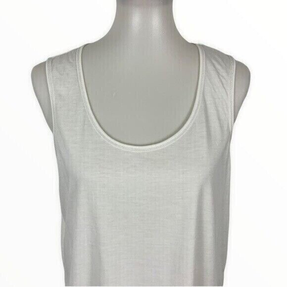 French Connection Tank Top Large White Sleeveless Tiered Sheer Resort - Picture 2 of 7